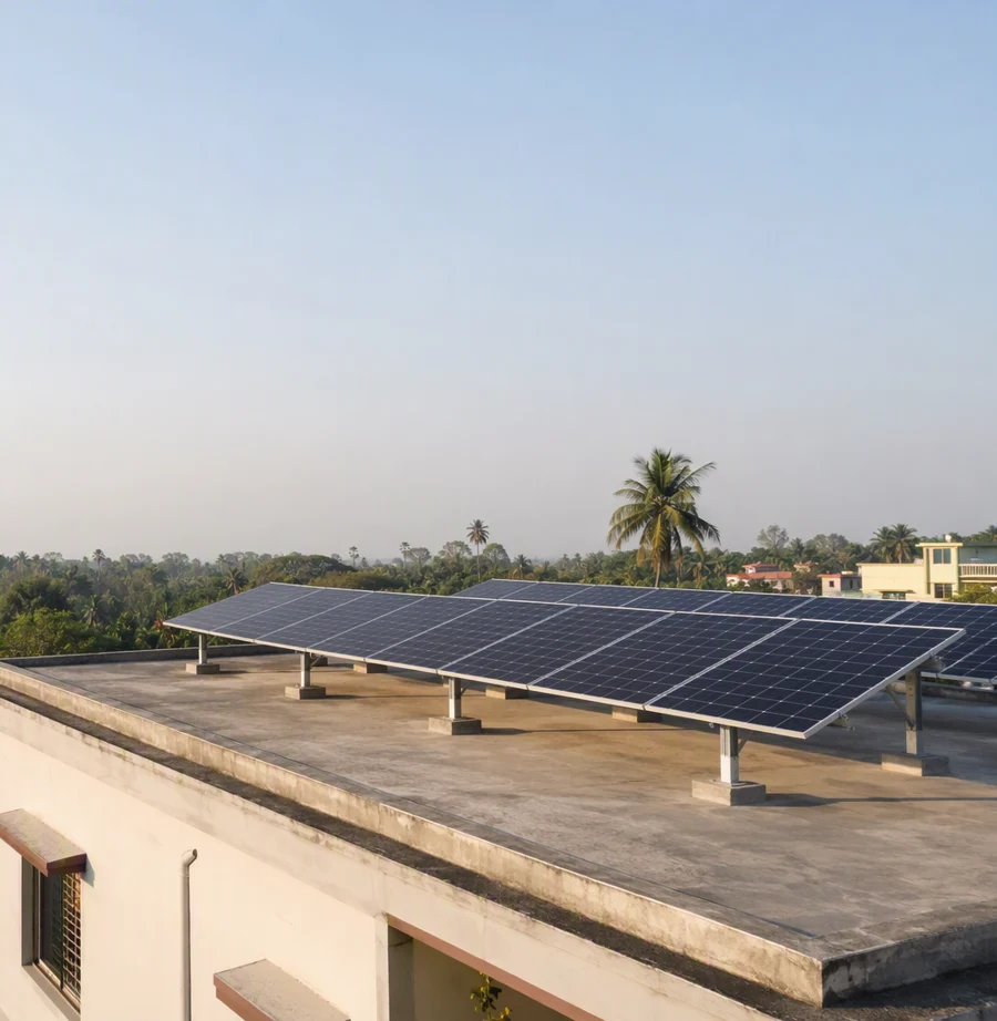 AI-generated illustration of a home with rooftop solar